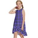 Blue Tartan Plaid 1 Kids  Frill Swing Dress View2