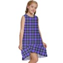 Blue Tartan Plaid 1 Kids  Frill Swing Dress View3
