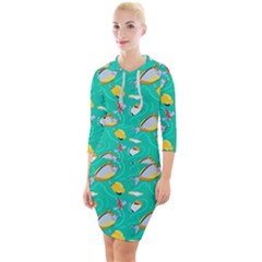 Naso Flame Fabric Quarter Sleeve Hood Bodycon Dress by SeaworthyClothing
