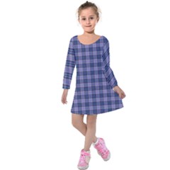 Purple Plaid Tartan 1 Kids  Long Sleeve Velvet Dress by dressshop
