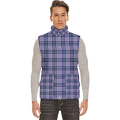 Purple Plaid Tartan 1 Men s High Neck Button Up Puffer Vest by dressshop