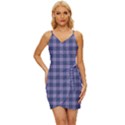 Purple Plaid Tartan 1 Wrap Tie Front Dress View1