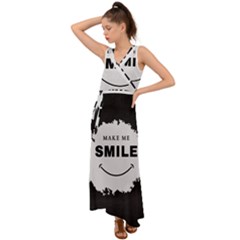 Black And White Simple Make Me Smile T Shirt 20250203 014057 0000 V-neck Chiffon Maxi Dress by Cowcow2005