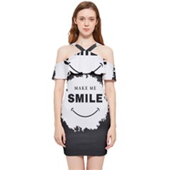 Black And White Simple Make Me Smile T Shirt 20250203 014057 0000 Shoulder Frill Bodycon Summer Dress by Cowcow2005