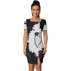 Black And White Simple Make Me Smile T Shirt 20250203 014057 0000 Fitted Knot Split End Bodycon Dress by Cowcow2005