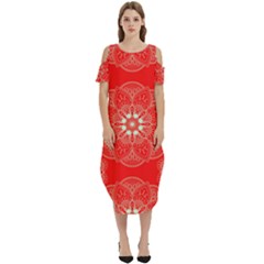 Crimson Current Cold Shoulder Loose Fit Dress With Pockets by ArtfulThreads