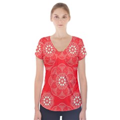 Crimson Current Short Sleeve Front Detail Top by ArtfulThreads