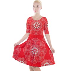 Crimson Current Quarter Sleeve A-line Dress by ArtfulThreads
