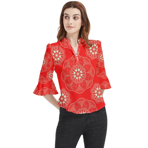 Crimson Current Loose Horn Sleeve Chiffon Blouse by ArtfulThreads