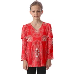 Crimson Current Kids  V Neck Casual Top by ArtfulThreads