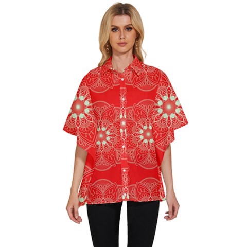 Crimson Current Women s Batwing Button Up Shirt by ArtfulThreads