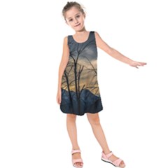 Tree Silhouette At Border Of Nahuel Haupi Lake, Rio Negro, Argentina Kids  Sleeveless Dress by dflcprintsclothing