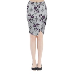 Elegant Purple Floral Jacquard Mesh Lace Fabric Midi Wrap Pencil Skirt by ArtfulThreads