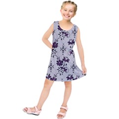 Elegant Purple Floral Jacquard Mesh Lace Fabric Kids  Tunic Dress by ArtfulThreads