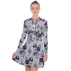 Elegant Purple Floral Jacquard Mesh Lace Fabric Long Sleeve Panel Dress by ArtfulThreads