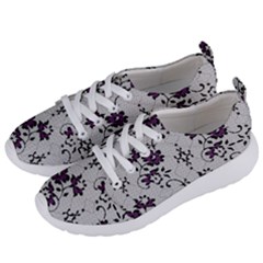 Elegant Purple Floral Jacquard Mesh Lace Fabric Women s Lightweight Sports Shoes by ArtfulThreads