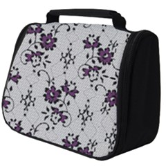 Elegant Purple Floral Jacquard Mesh Lace Fabric Full Print Travel Pouch (big) by ArtfulThreads