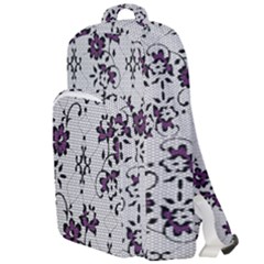 Elegant Purple Floral Jacquard Mesh Lace Fabric Double Compartment Backpack by ArtfulThreads