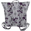 Elegant Purple Floral Jacquard Mesh Lace Fabric Buckle Up Backpack View3