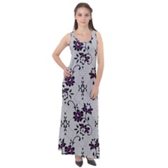 Elegant Purple Floral Jacquard Mesh Lace Fabric Sleeveless Velour Maxi Dress by ArtfulThreads