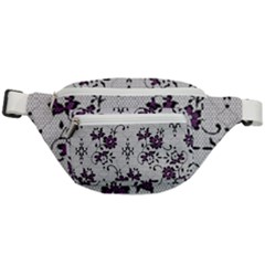 Elegant Purple Floral Jacquard Mesh Lace Fabric Fanny Pack by ArtfulThreads