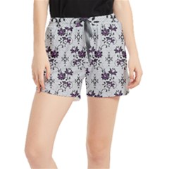 Elegant Purple Floral Jacquard Mesh Lace Fabric Women s Runner Shorts by ArtfulThreads