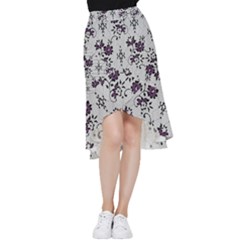 Elegant Purple Floral Jacquard Mesh Lace Fabric Frill Hi Low Chiffon Skirt by ArtfulThreads