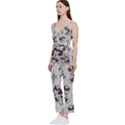 Elegant Purple Floral Jacquard Mesh Lace Fabric V-Neck Camisole Jumpsuit View2