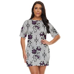 Elegant Purple Floral Jacquard Mesh Lace Fabric Just Threw It On Dress by ArtfulThreads