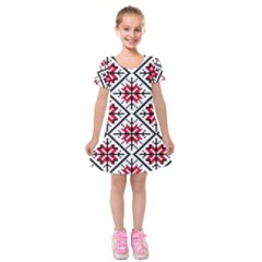 Ukrainian Folk Seamless Pattern Ornament Ethnic Ornament Border Element Traditional Art Kids  Short Sleeve Velvet Dress by Grandong