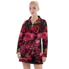 Floral Buds Of Roses Beautiful Flowers Women s Long Sleeve Casual Dress by Grandong