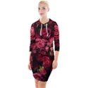 Floral Buds Of Roses Beautiful Flowers Quarter Sleeve Hood Bodycon Dress View1