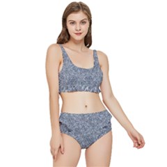 Blue Ornament Complex Mosaic Print Pattern Frilly Bikini Set by dflcprintsclothing