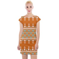 Winter Wonderland Seamless Pattern: Christmas Trees & Snowflakes On Dark Background Cap Sleeve Bodycon Dress by ArtfulThreads