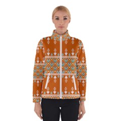 Winter Wonderland Seamless Pattern: Christmas Trees & Snowflakes On Dark Background Women s Bomber Jacket by ArtfulThreads