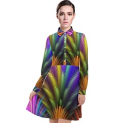 Abstract Colors - , Abstract Colors Long Sleeve Chiffon Shirt Dress by kyorashop23
