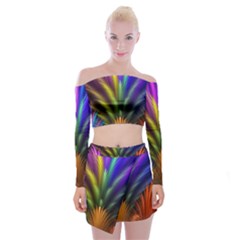 Abstract Colors - , Abstract Colors Off Shoulder Top With Mini Skirt Set by kyorashop23