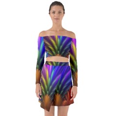 Abstract Colors - , Abstract Colors Off Shoulder Top With Skirt Set by kyorashop23