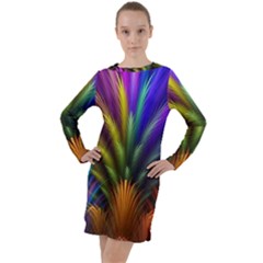 Abstract Colors - , Abstract Colors Long Sleeve Hoodie Dress by kyorashop23