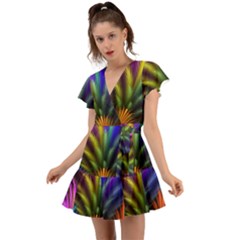 Abstract Colors - , Abstract Colors Flutter Sleeve Wrap Dress by kyorashop23