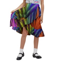 Abstract Colors - , Abstract Colors Kids  Ruffle Flared Wrap Midi Skirt by kyorashop23