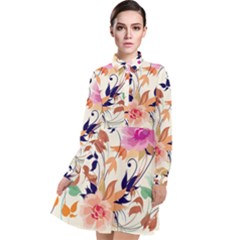 Abstract Floral Background Long Sleeve Chiffon Shirt Dress by kyorashop23