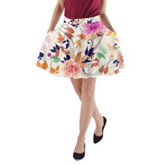 Abstract Floral Background A-line Pocket Skirt by kyorashop23