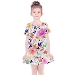 Abstract Floral Background Kids  Simple Cotton Dress by kyorashop23