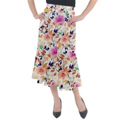 Abstract Floral Background Midi Mermaid Skirt by kyorashop23