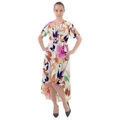 Abstract Floral Background Front Wrap High Low Dress by kyorashop23