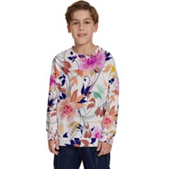 Abstract Floral Background Kids  Crewneck Sweatshirt by kyorashop23