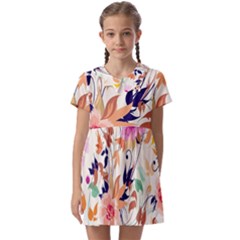 Abstract Floral Background Kids  Asymmetric Collar Dress by kyorashop23