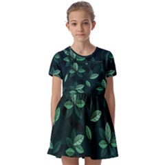 Foliage Kids  Short Sleeve Pinafore Style Dress by HermanTelo