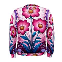 Fantasy Pink Flowers Stained Glass Men s Sweatshirt by Grandong